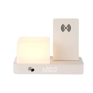LED Night Light Clock, Veneer Finish Karlsson Retro image-1