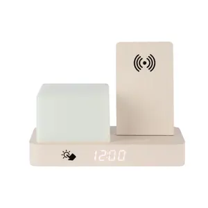 LED Night Light Clock, Veneer Finish Karlsson Retro image-2