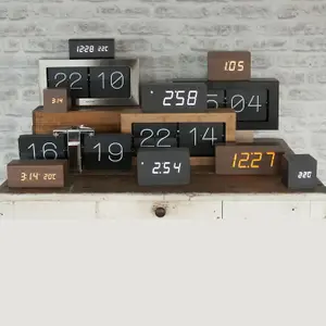 Wood veneer alarm clock Karlsson Mini Cube LED image-2