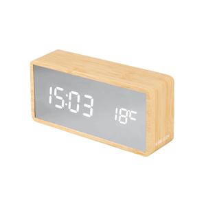 ka5879wd-wood-veneer-alarm-clock-karlsson-silver-mirror-led-beige-15x7x4-5-cm