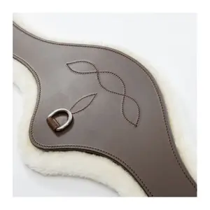 Sangle bavette d'équitation cuir huilé avec fausse fourrure Kavalkade Casper image-1