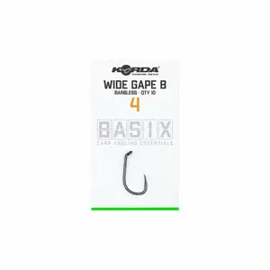 Pack of 6 hooks Korda basix wide gape barbless image-6
