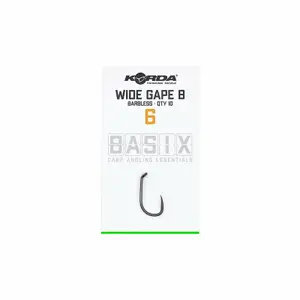 Pack of 6 hooks Korda basix wide gape barbless image-4