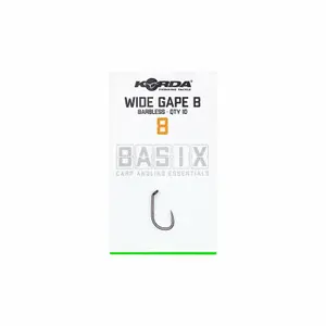 Pack of 6 hooks Korda basix wide gape barbless image-3