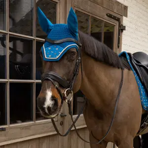 Καπέλο κατά των μύγων για άλογο σε βελούδο Kentucky Horsewear Fly Veil Wellington Horse Printing image-1