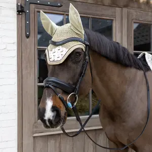 Καπέλο κατά των μύγων για άλογο σε βελούδο Kentucky Horsewear Fly Veil Wellington Horse Printing image-1