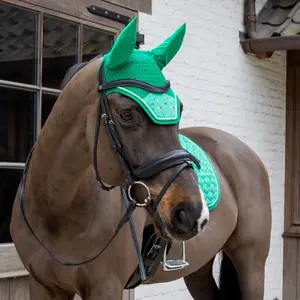 Καπέλο κατά των μύγων για άλογο σε βελούδο Kentucky Horsewear Fly Veil Wellington Horse Printing image-1