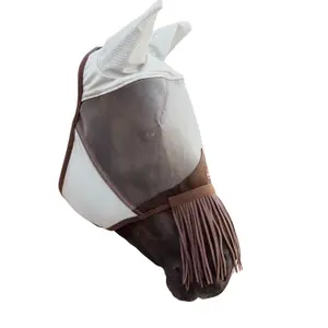 Klassische Fliegenmaske für Pferde mit Ohren und Nasenfransen Kentucky image-0