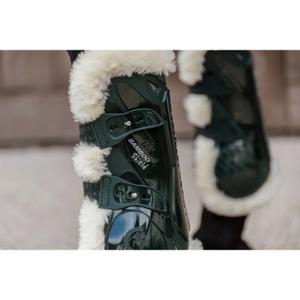 Offene Vordergamaschen für Pferde, elastisches Vegan Schaffell, Kentucky Bamboo image-5