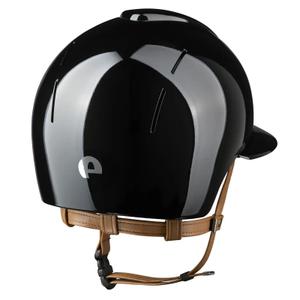 Beige polo riding helmet with visor and chin strap KEP Smart Nova Metal Polish image-1