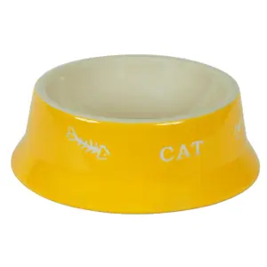 82669-skal-i-keramik-kerbl-cat-x1-beige-gul-rod-200-ml
