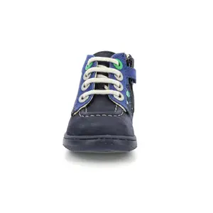 Aquatic print leather baby boy boots Kickers Bonzip image-4