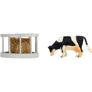 Figurine cattle feeding set, straw bale, cow Kidsglobe image-0