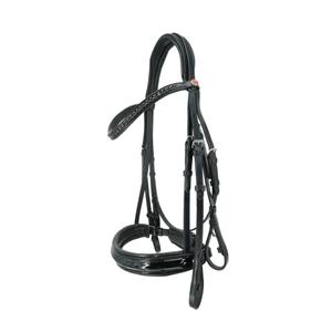 Podwójne ogłowie Kieffer Paris with square chrome buckles