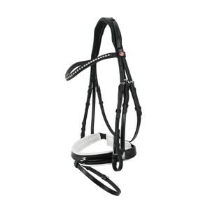 Uzda do jazdy konnej Kieffer Comfort Paris with square brass White Lined