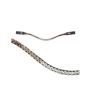 Bride paardrijden ketting schaduw topaas Kieffer Flexiloop Luxe curved browband lined image-0