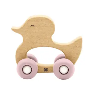 Wooden toy with silicone teething ring Duck Kikkaboo image-0