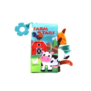 Fabric children's book with teething ring Farm Tails Kikkaboo image-0