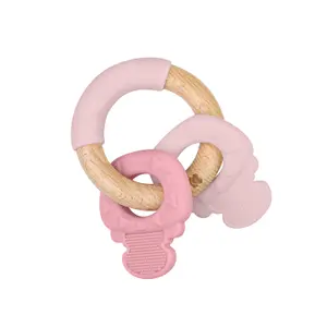 Silicone and wood teething ring Kikkaboo Keys image-0
