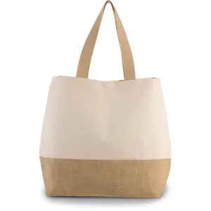 Tote bag cotton canvas and jute Kimood image-3