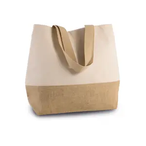 Tote bag cotton canvas and jute Kimood image-0