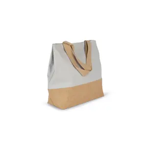 Tote bag cotton canvas and jute Kimood image-1