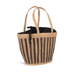 Sea rush striped basket bag Kimood image-1