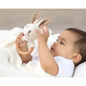 Fa elnyelő rágóka nyuszi fából és pamutból Kiokids image-2