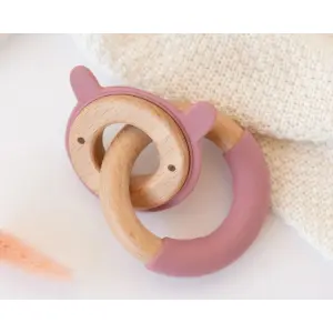 Holz- und Silikon-Beißring im Hasen-Design Kiokids image-1