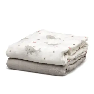 Lange em muselinas com baleias bebé Kiokids (x2) image-0