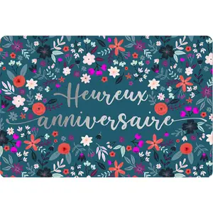 Carta doppia Kiub Des Plumes Et Des Fleurs Heureux Anniversaire image-0