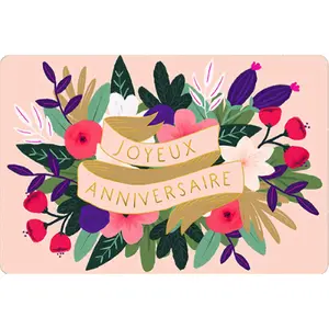 Doppelte Karte Kiub Des Plumes Et Des Fleurs Joyeux Anniversaire image-0