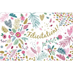 Carta doppia Kiub Des Plumes Et Des Fleurs Félicitations image-0