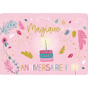 Dubbele kaart Kiub Des Plumes Et Des Fleurs Magique Anniversaire image-0