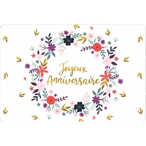 Carta doppia Kiub Des Plumes Et Des Fleurs Joyeux Anniversaire image-0