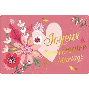 Carta doppia Kiub Des Plumes Et Des Fleurs Anniversaire Mariage image-0