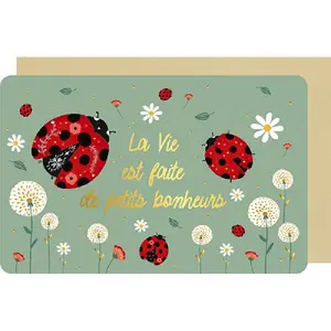 Doppelkarte von Federn und Blumen Kiub Message Positif image-0