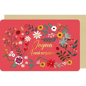 Carta doppia di piume e fiori Kiub Anniversaire image-0