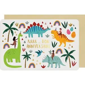 Carte double des plumes et des fleurs Kiub Anniversaire image-0