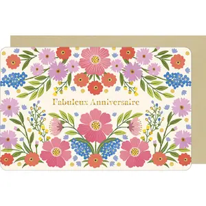 Carte double Kiub Des Plumes Et Des Fleurs Anniversaire image-0