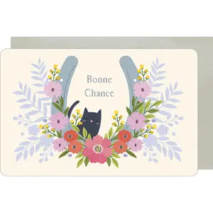 Carte double Kiub Des Plumes Et Des Fleurs Bonne Chance image-0