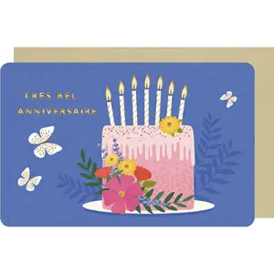 Carte double Kiub Des Plumes Et Des Fleurs Anniversaire image-0