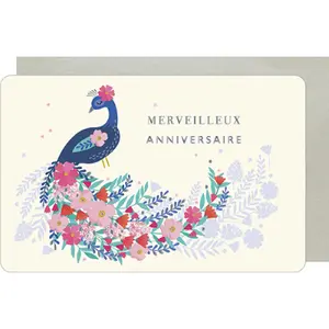 Dubbele kaart Kiub Des Plumes Et Des Fleurs Anniversaire image-0