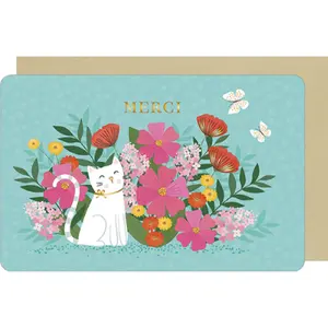 Carta doppia Kiub Des Plumes Et Des Fleurs Merci image-0