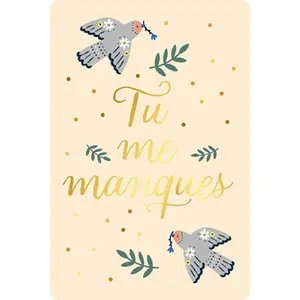 Tarjeta doble Kiub Des Plumes Et Des Fleurs Tu Me Manques image-0