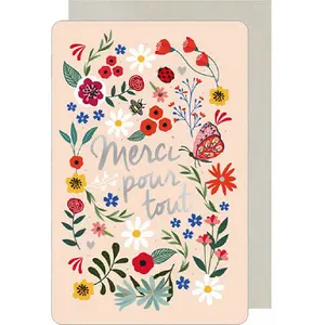 Carta doppia di piume e fiori Kiub Merci image-0