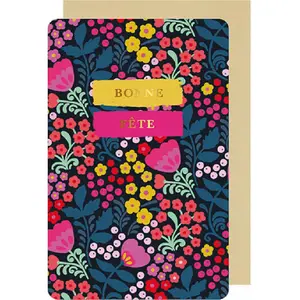 Carta doppia di piume e fiori Kiub Bonne Fête image-0