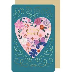 Tarjeta doble de plumas y flores Kiub Mamie image-0