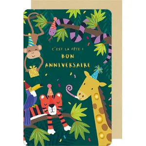 Cadeaukaart Kiub Double Des Plumes Et Des Fleurs Anniversaire image-0