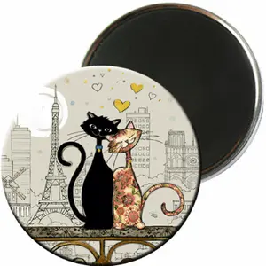 Magnet rond paris te amoureux Kiub Bug Art